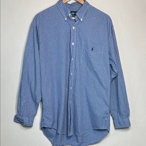 Ralph Lauren Blake Blue Plaid Button-Down Shirt Size L